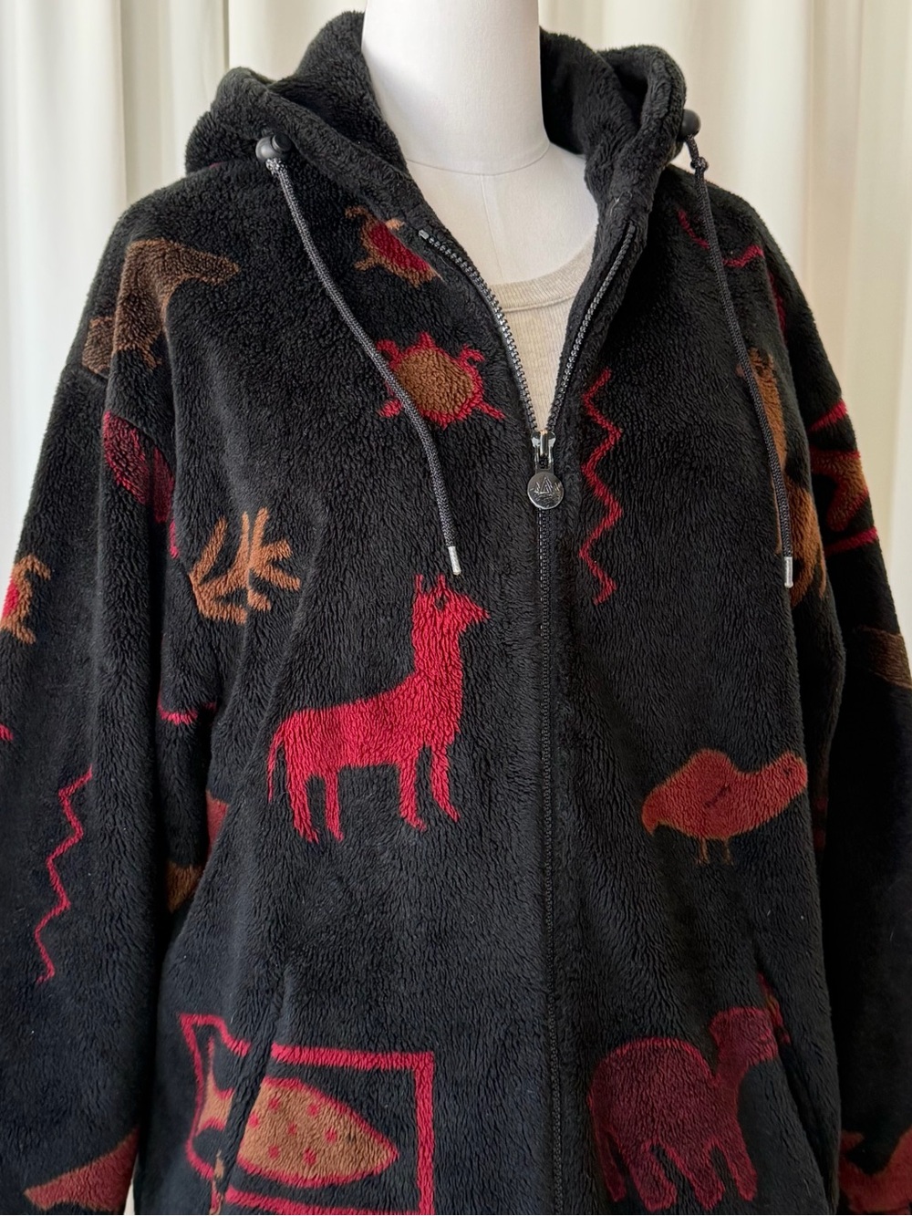 Vintage Y2K Forecaster Sport Fleece Jacket Hooded Zip Up Black Gorpcore small - Picture 7 of 14